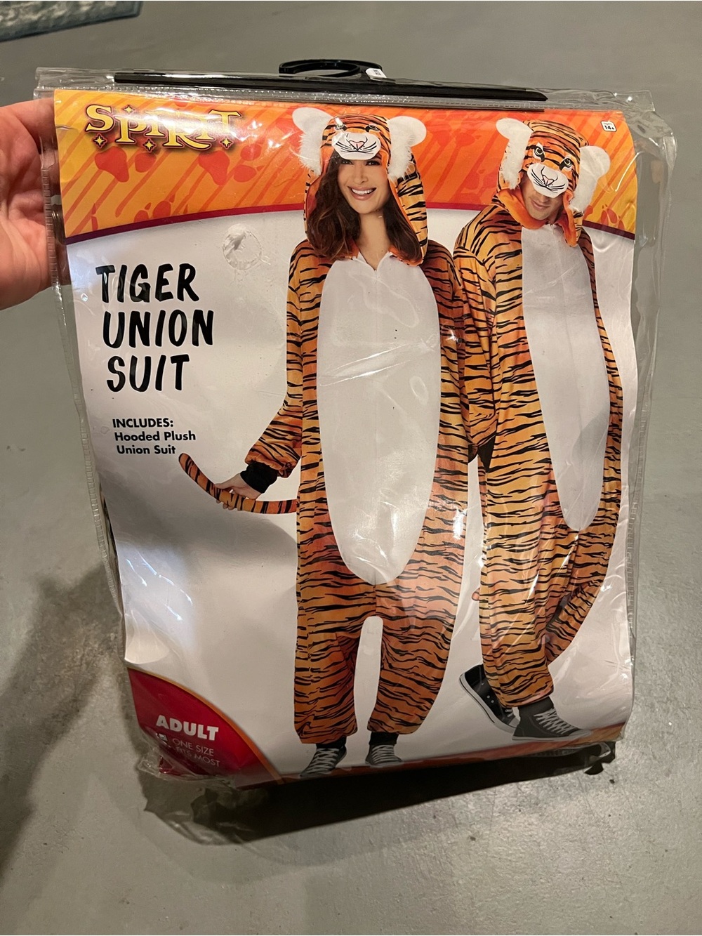 Tiger Union Suit Hooded Plush Costume - Orange & White
